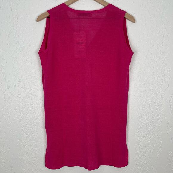 Zara Pink Linen Blend Button Front Long Sleeveless Vest NWT Size Small - Picture 4 of 5